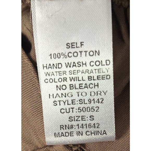 NWT She + Sky Short Sleeve Button Down Belted Taupe Jumpsuit Small - Picture 6 of 6